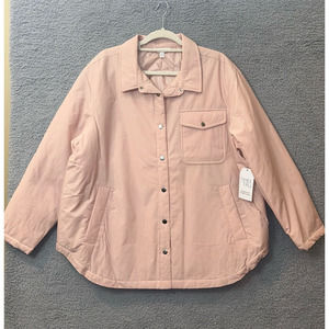 Time and Tru Shacket Womens‎ M (8-10) Pink Plus Size Snap Front Jacket NEW
